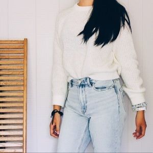 F21 Ribbed White Sweater